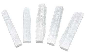 (set of 5) 4" Selenite Flower of Life mioni sticks